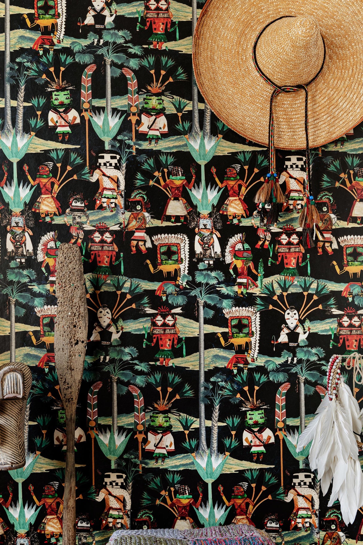 MindTheGap HOPI SPIRIT Anthracite The Curator's Cabinet Wallpaper