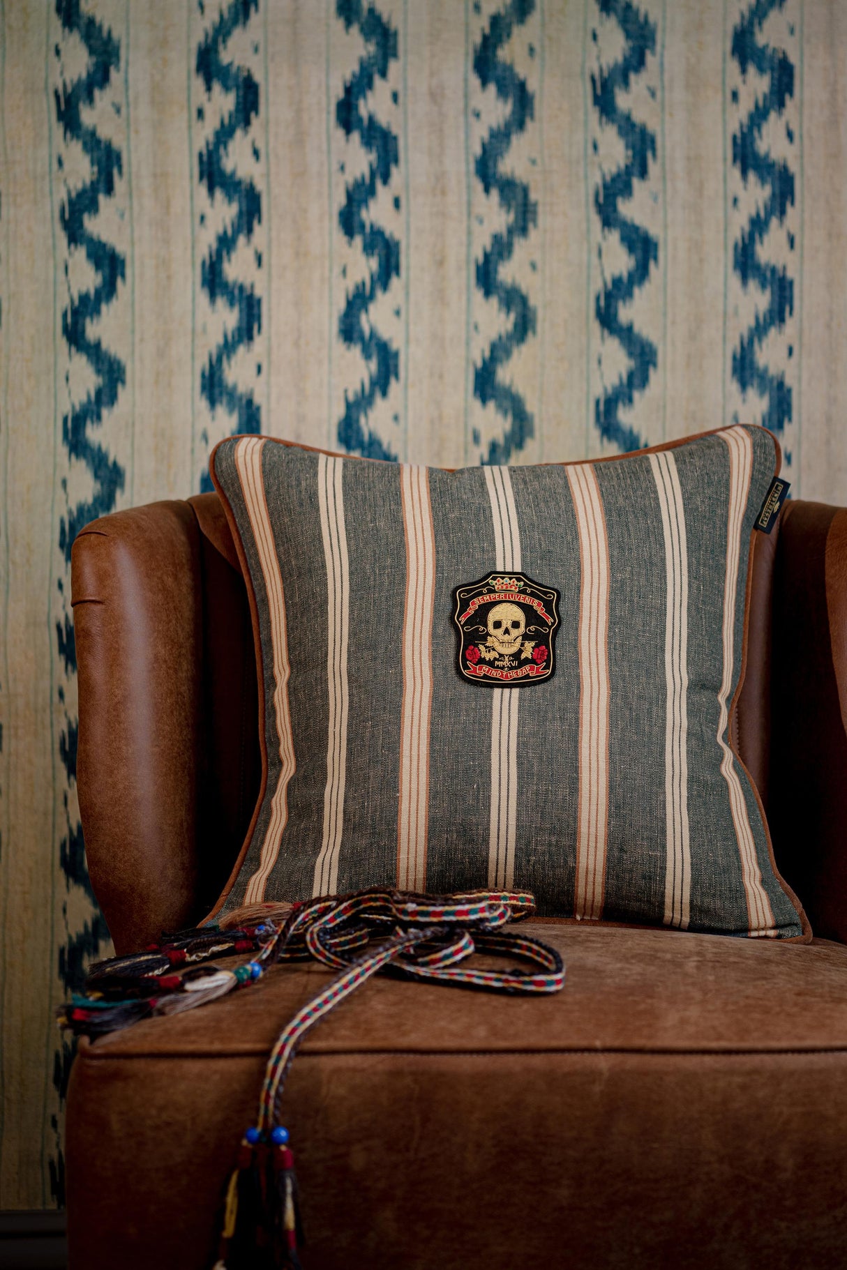 MindTheGap OREGON STRIPES Washed Blue Cushions Pillow