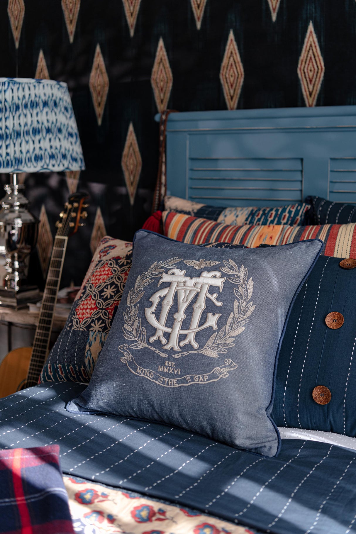 MindTheGap WOODSTOCK DENIM Embroidered Cushions Pillow