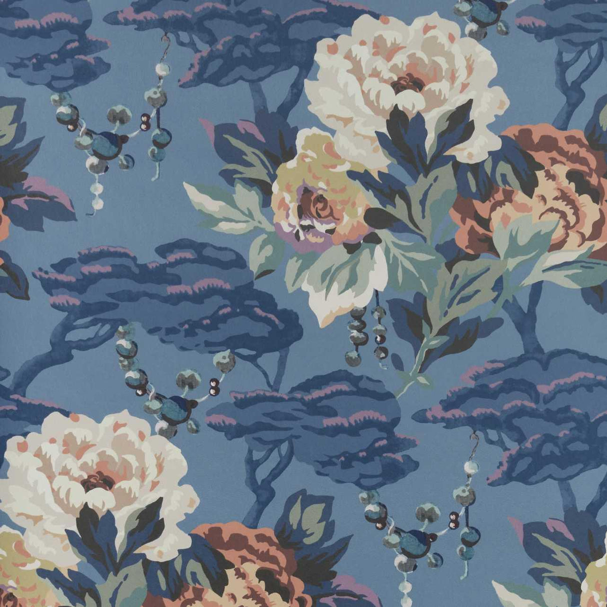Maxwell PAEONIA (WP) #02 INDIGO Wallpaper