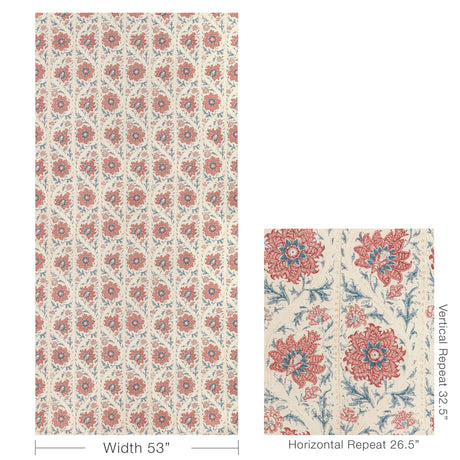 Lee Jofa CALICO VINE BLUE RED Fabric