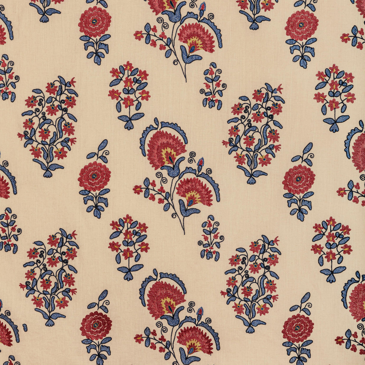 Lee Jofa MEAD EMBROIDERY RED/BLUE Drapery Fabric