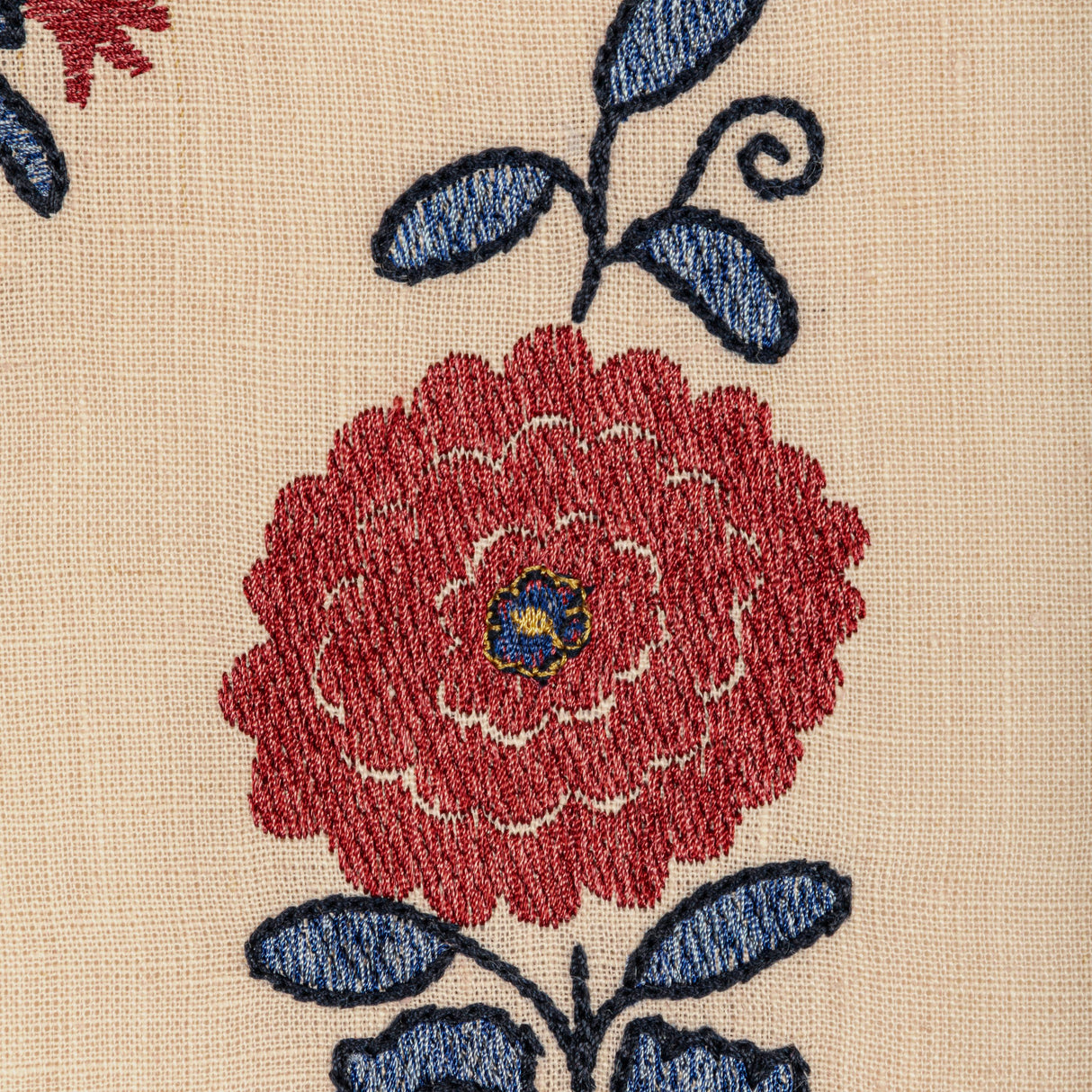 Lee Jofa MEAD EMBROIDERY RED/BLUE Drapery Fabric