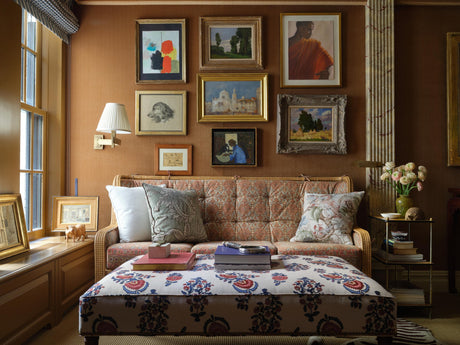 Lee Jofa MEAD EMBROIDERY RED/BLUE Drapery Fabric