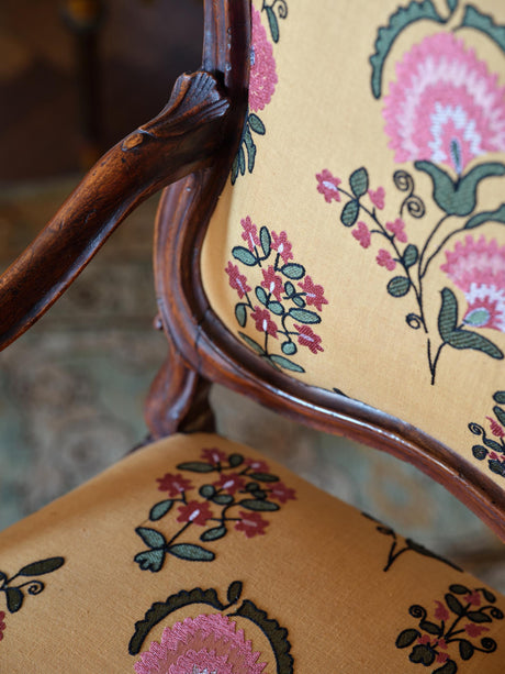 Lee Jofa MEAD EMBROIDERY SAFFRON/PETAL Drapery Fabric