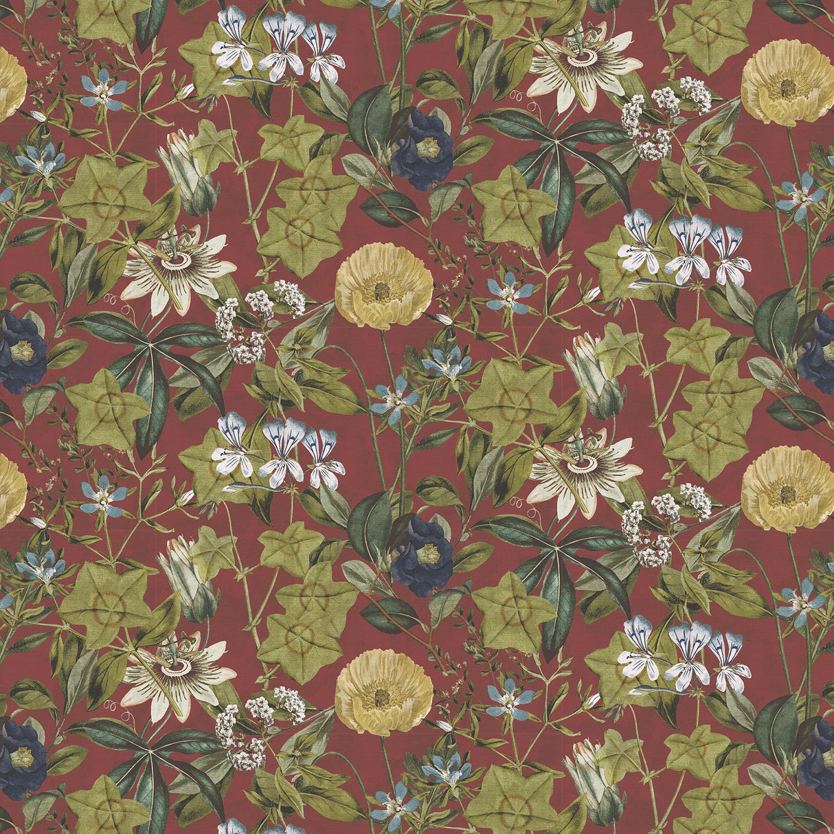 Clarke & Clarke PASSIFLORA ROUGE VELVET Fabric