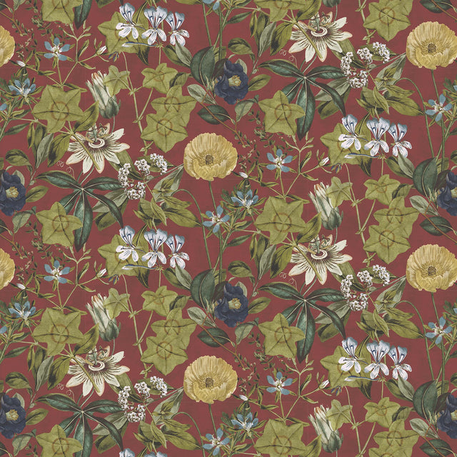 Clarke & Clarke PASSIFLORA ROUGE VELVET Fabric