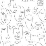 Brewster Home Fashions Sharona White Line Art Faces Wallpaper