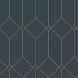 Brewster Home Fashions Trilliant Dark Blue Art Deco Motif Wallpaper