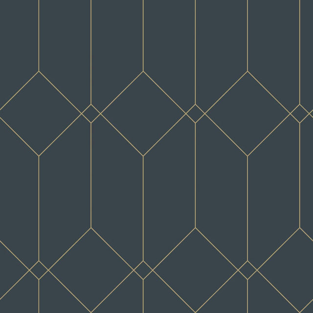 Brewster Home Fashions Trilliant Dark Blue Art Deco Motif Wallpaper