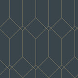 Brewster Home Fashions Trilliant Art Deco Motif Dark Blue Wallpaper