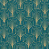 Brewster Home Fashions Lempicka Teal Art Deco Motif Wallpaper
