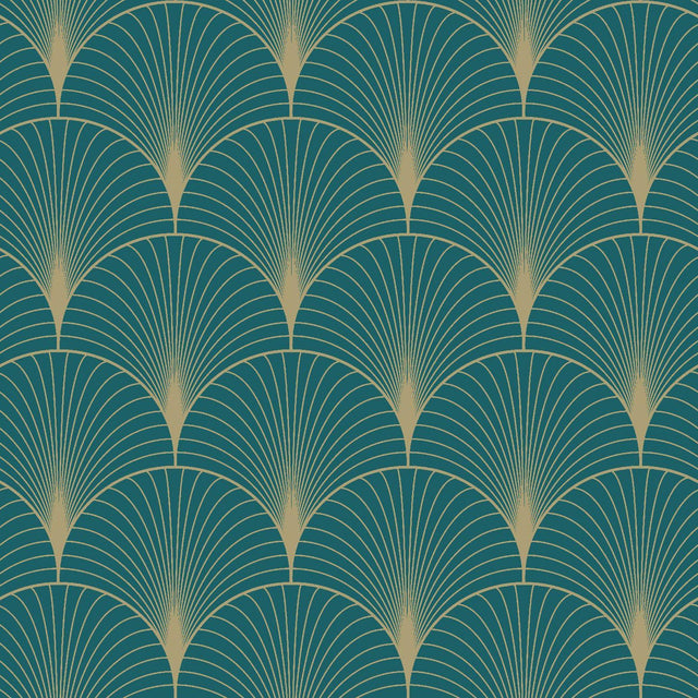 Brewster Home Fashions Lempicka Teal Art Deco Motif Wallpaper