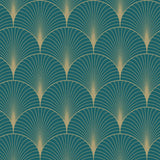 Brewster Home Fashions Lempicka Art Deco Motif Teal Wallpaper