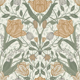 A-Street Prints Fillippa Tulip Green Wallpaper