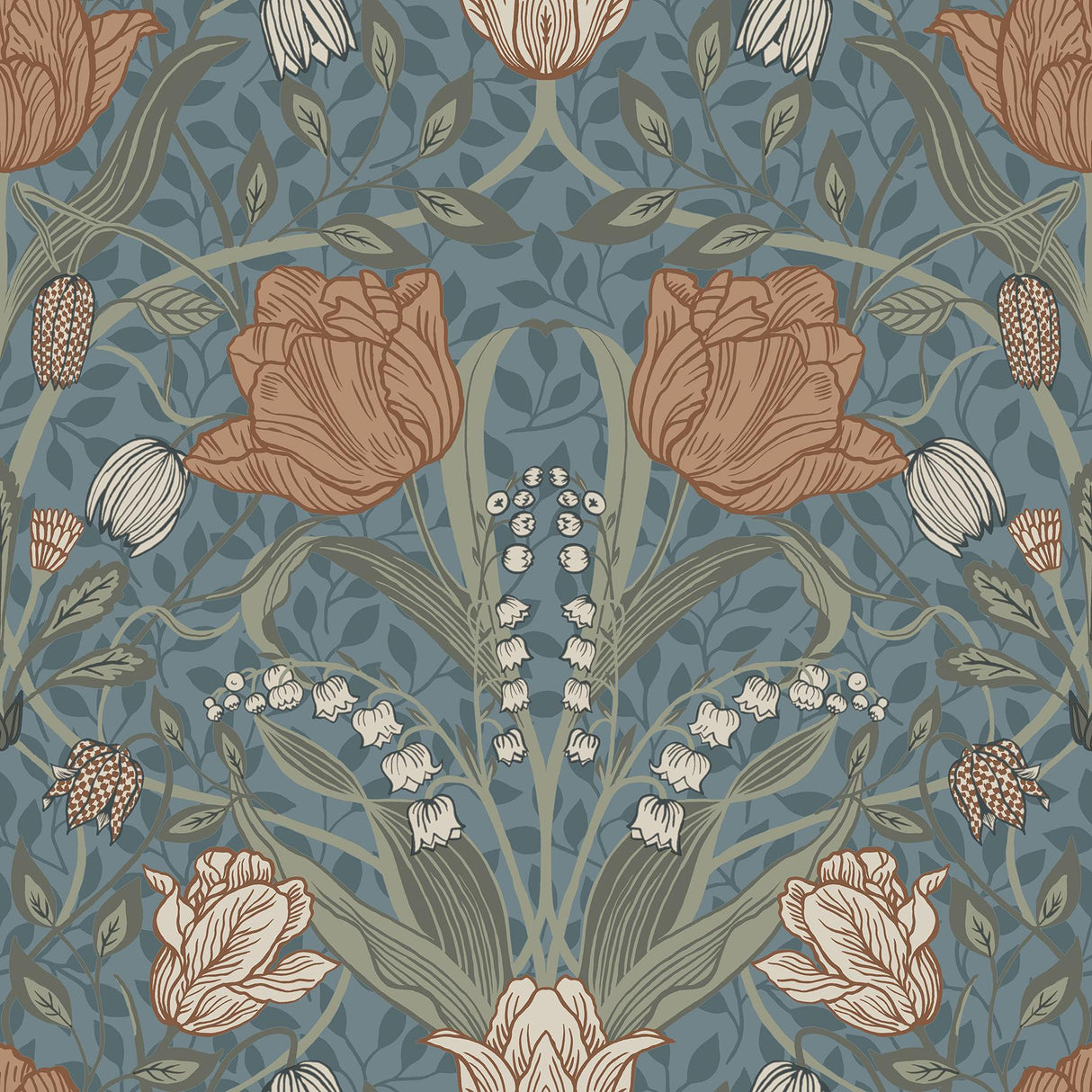 A-Street Prints Fillippa Tulip Blue Wallpaper