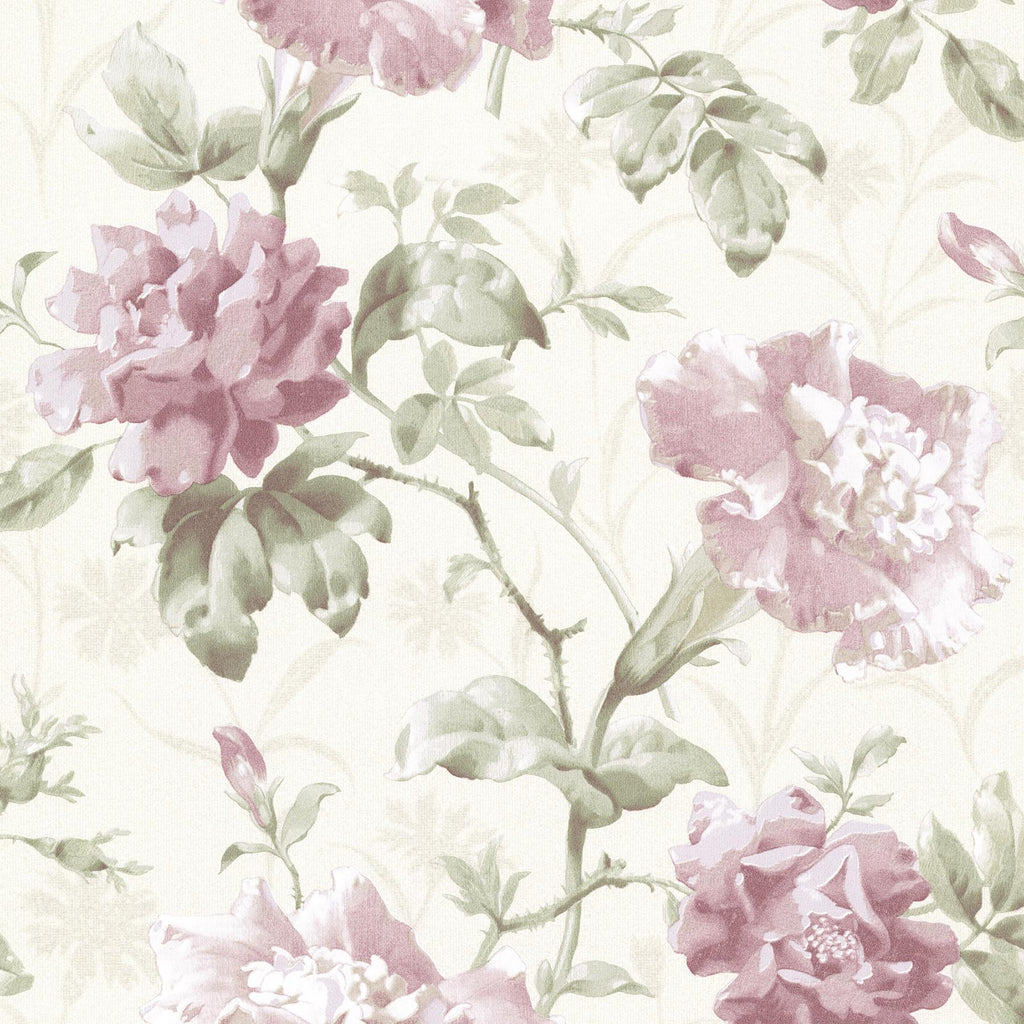 Brewster Home Fashions Juliana Mauve Vintage Floral Wallpaper