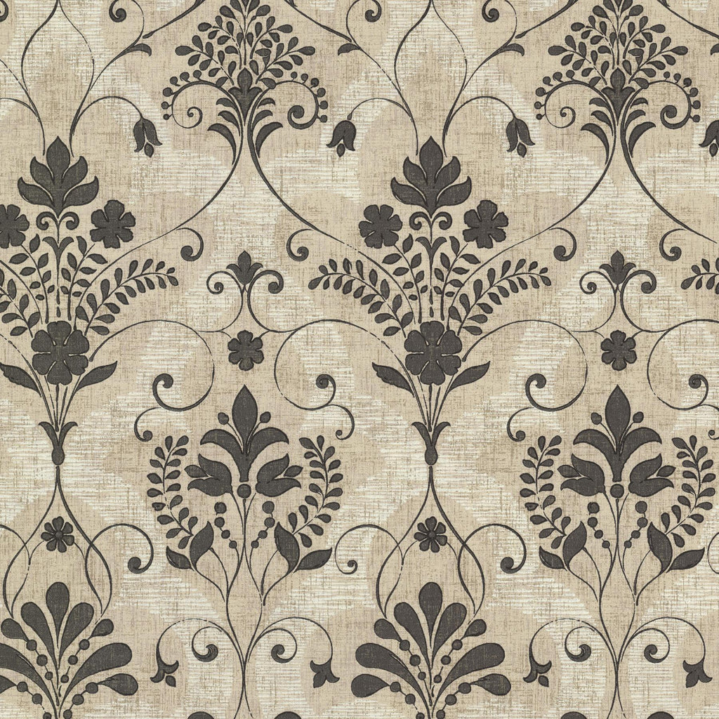 Brewster Home Fashions Andalusia Black Damask Wallpaper