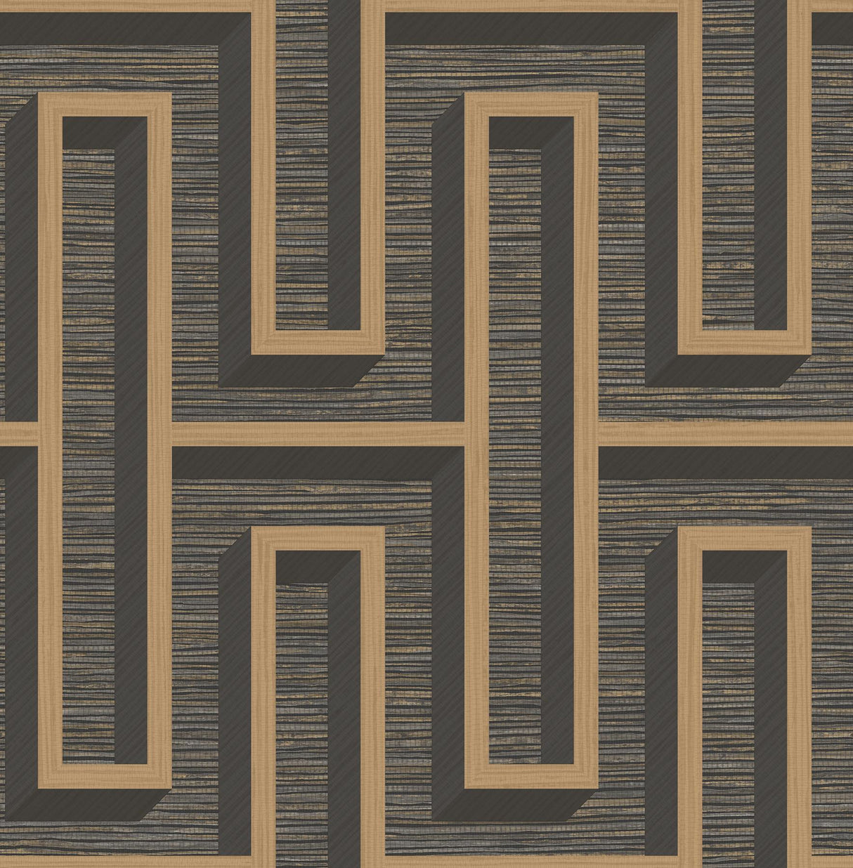Brewster Home Fashions Henley Black Geometric Grasscloth Wallpaper