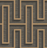 Brewster Home Fashions Henley Black Geometric Grasscloth Wallpaper