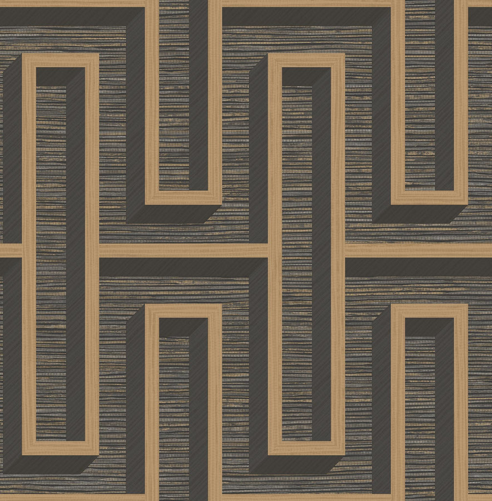 Brewster Home Fashions Henley Black Geometric Grasscloth Wallpaper