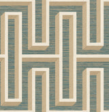 Brewster Home Fashions Henley Teal Geometric Grasscloth Wallpaper