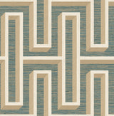 Brewster Home Fashions Henley Geometric Grasscloth Teal Wallpaper