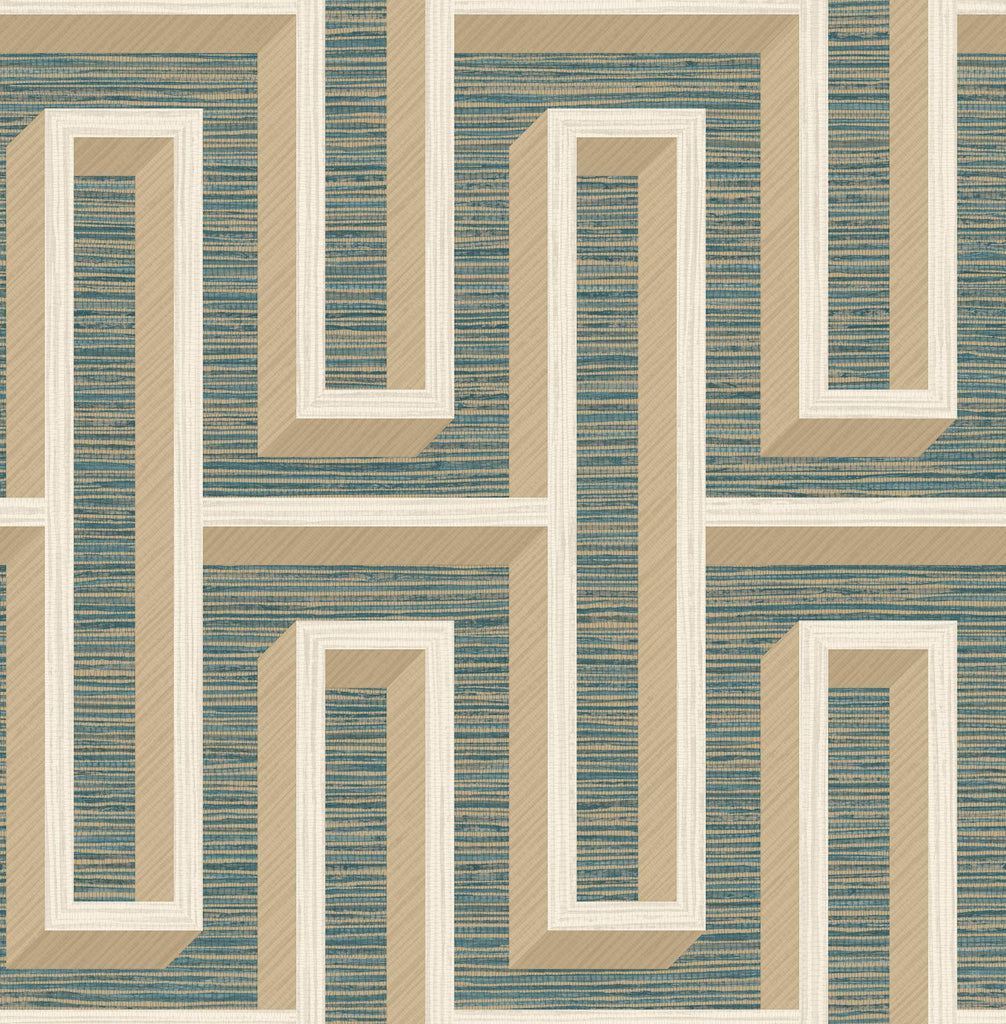 Brewster Home Fashions Henley Geometric Grasscloth Teal Wallpaper