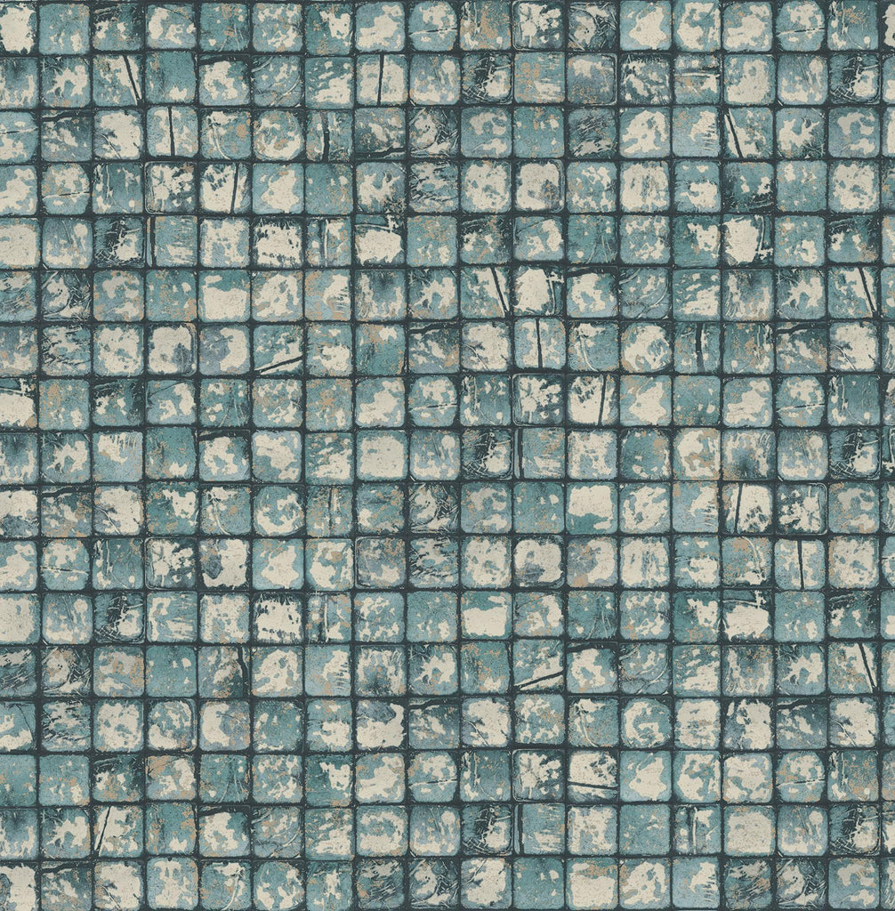 Brewster Home Fashions Kingsley Blue Tiled Wallpaper