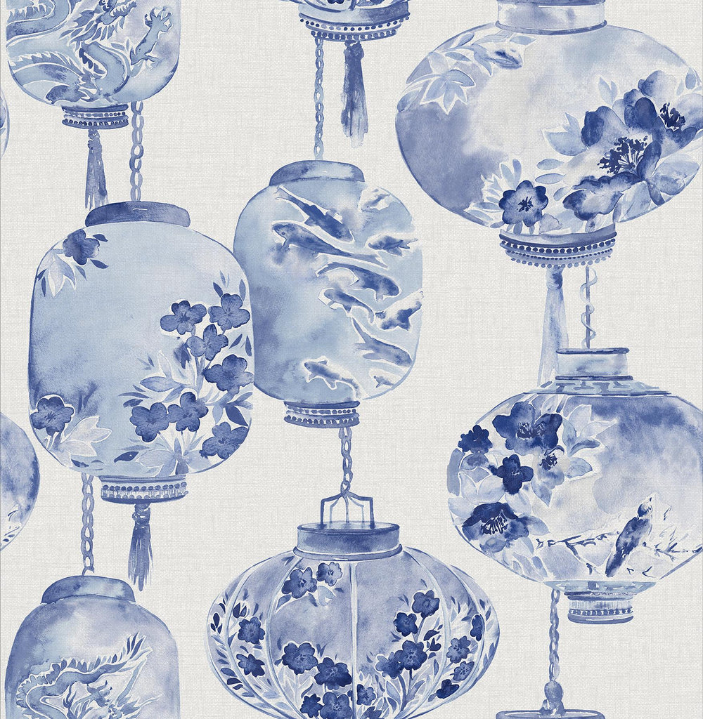 Brewster Home Fashions Kana Lantern Festival Sapphire Wallpaper
