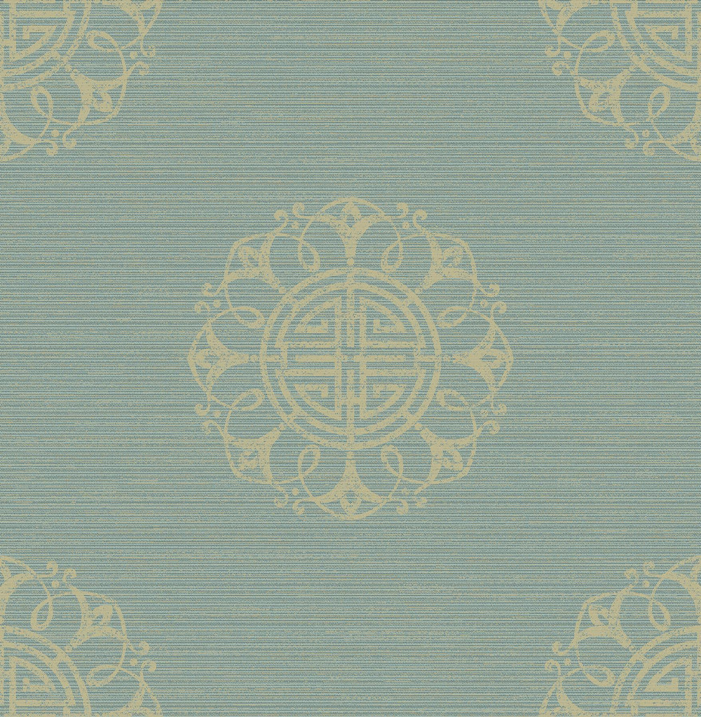Brewster Home Fashions Lien Turquoise Fountain Medallion Wallpaper