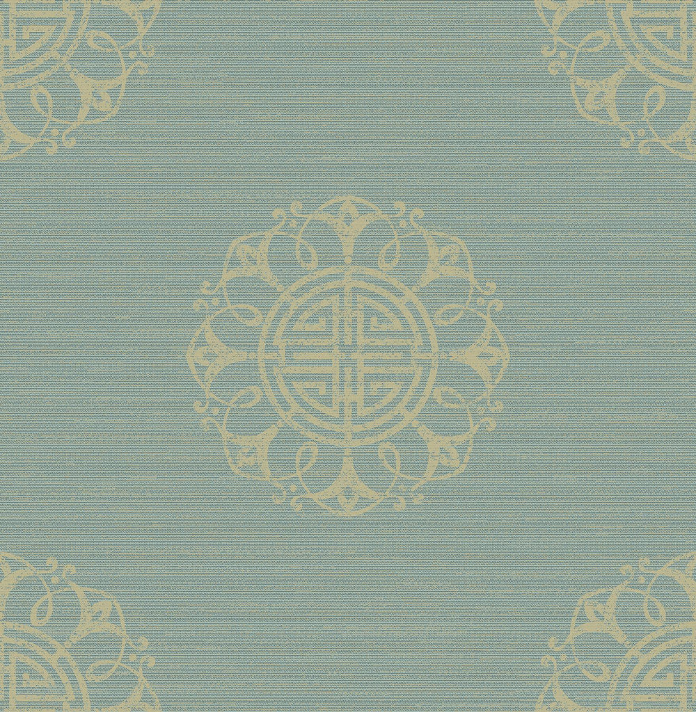Brewster Home Fashions Lien Fountain Medallion Turquoise Wallpaper