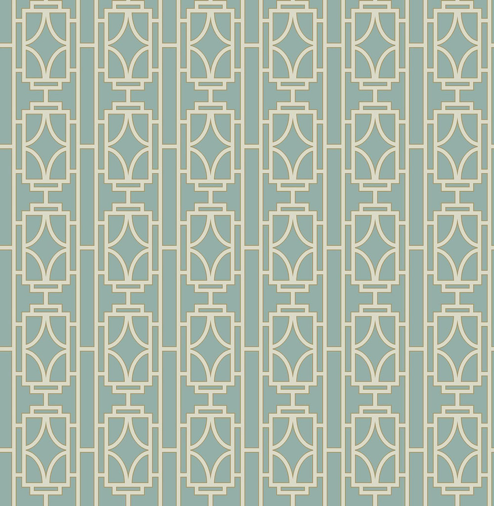 Brewster Home Fashions Empire Turquoise Lattice Wallpaper