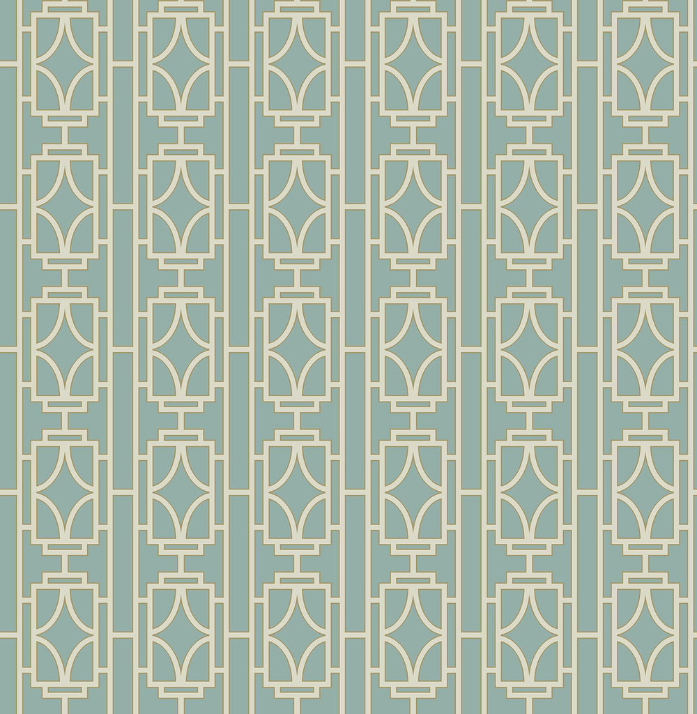 Brewster Home Fashions Empire Lattice Turquoise Wallpaper