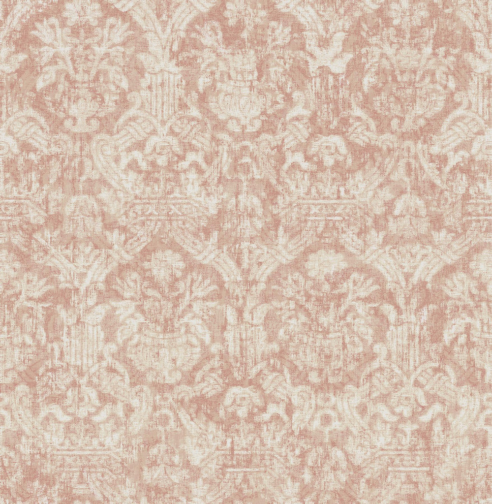 Brewster Home Fashions Lotus Coral Damask Wallpaper
