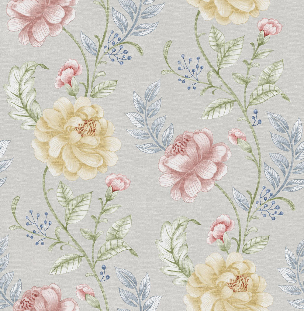 Brewster Home Fashions Summer Palace Floral Trail Grey Wallpaper