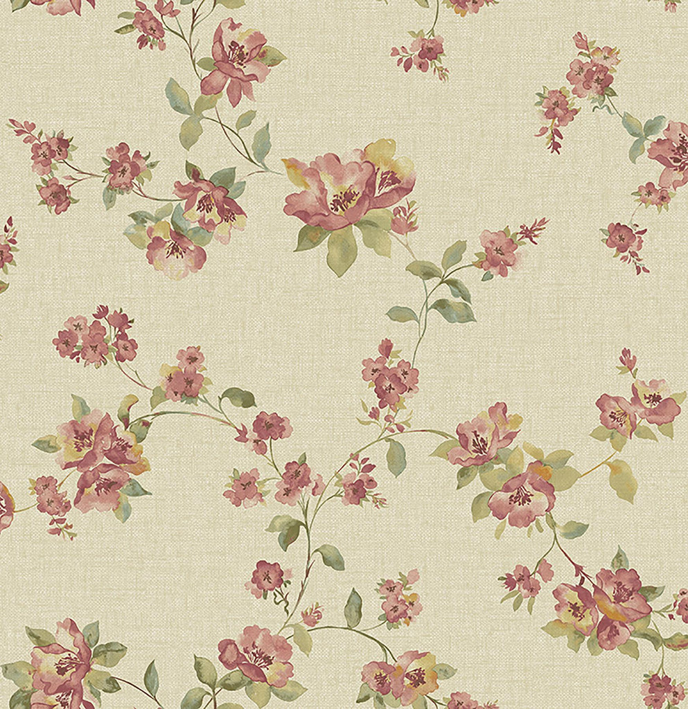 Brewster Home Fashions Wen Red Festival Floral Wallpaper