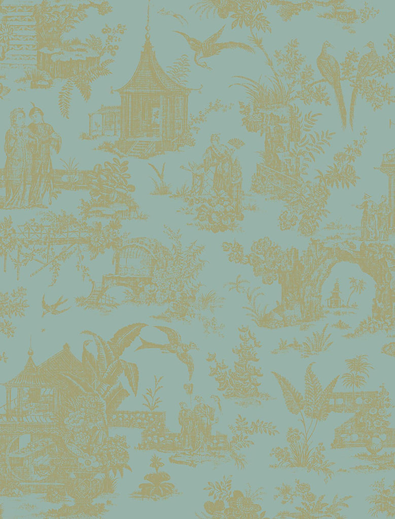 Brewster Home Fashions Zen Garden Turquoise Toile Wallpaper