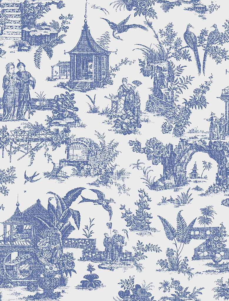 Brewster Home Fashions Zen Garden Sapphire Toile Wallpaper