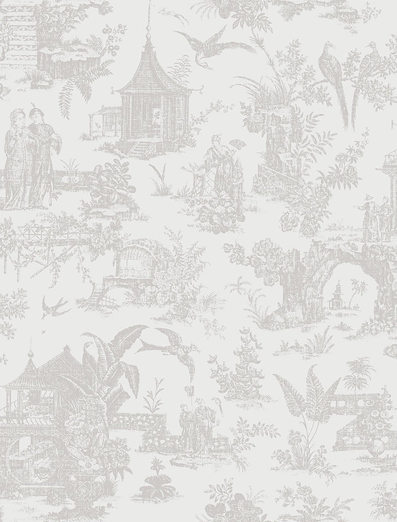 Brewster Home Fashions Zen Garden White Toile Wallpaper
