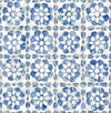 Brewster Home Fashions Izeda Blue Floral Tile Wallpaper