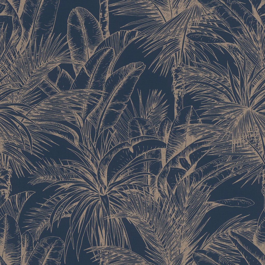 Brewster Home Fashions Serra Dark Blue Palm Wallpaper