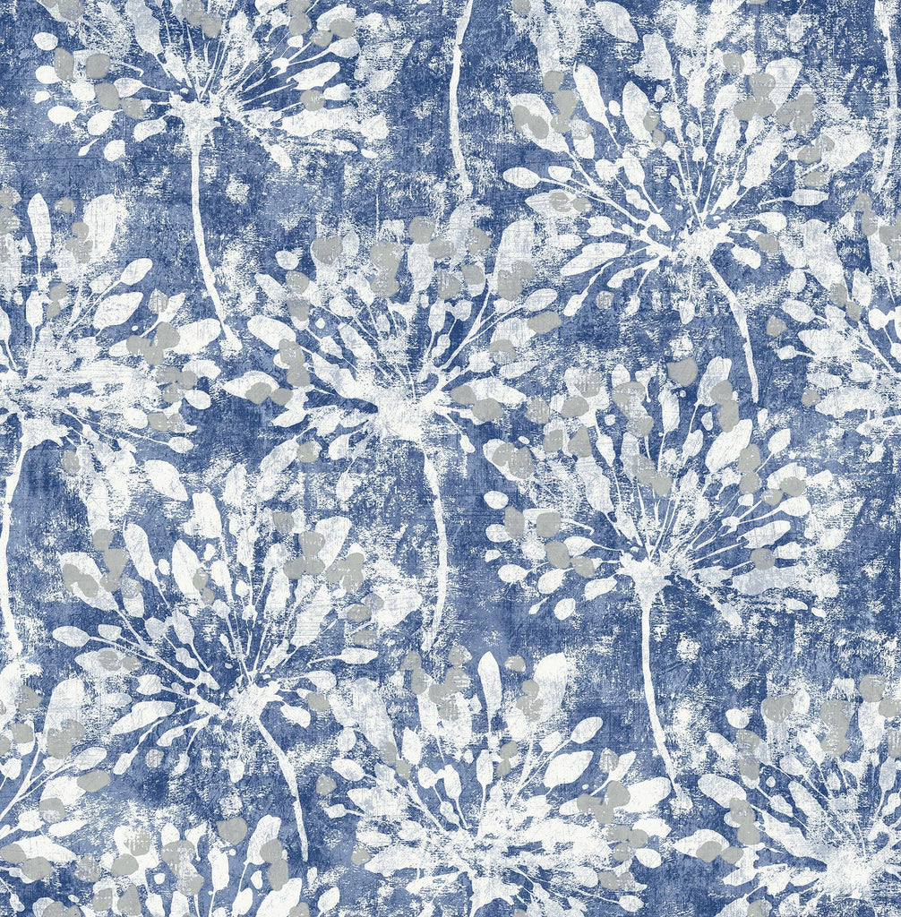 Brewster Home Fashions Dori Blue Painterly Floral Wallpaper