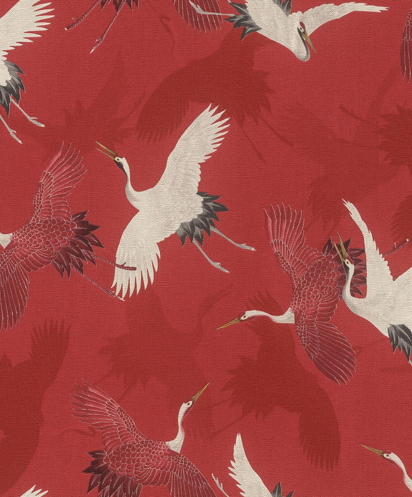Brewster Home Fashions Kusama Red Crane Wallpaper