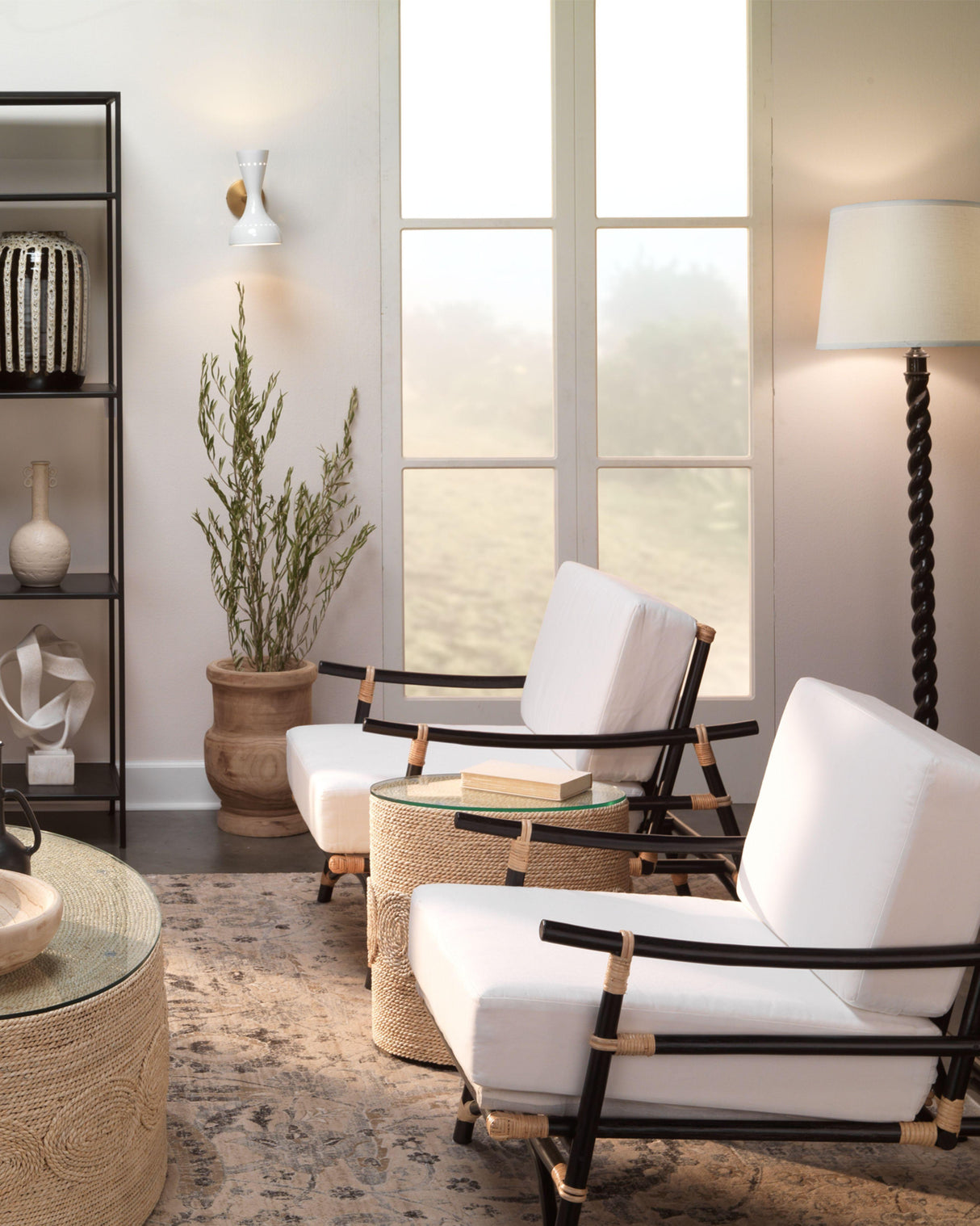 Jamie Young Barley Twist 1-Light Floor Lamp, Black Metal