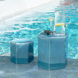 Jamie Young Porto Ceramic Indoor/Outdoor Side Table-Large, Azure