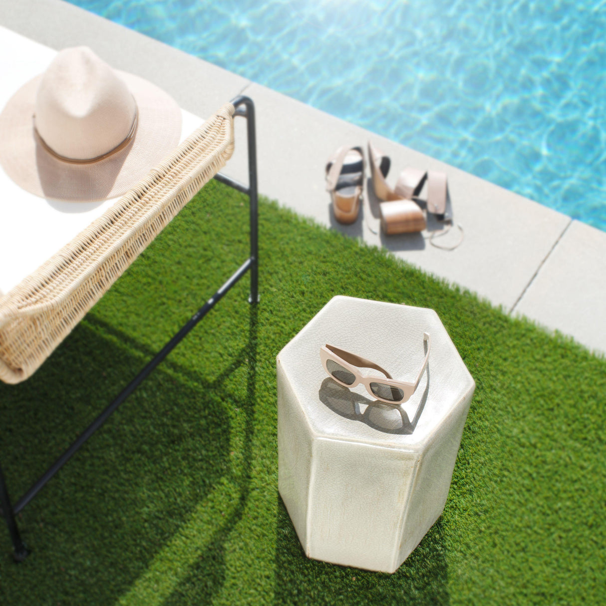 Jamie Young Porto Ceramic Indoor/Outdoor Side Table-Large, Pistachio