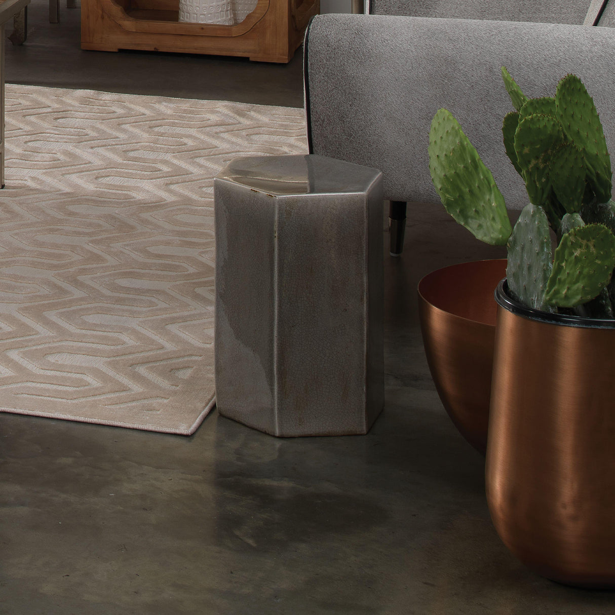 Jamie Young Porto Ceramic Indoor/Outdoor Side Table-Small, Pistachio