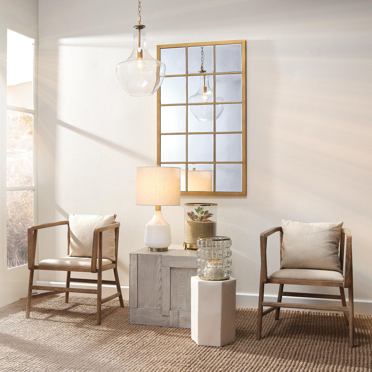 Jamie Young Porto Ceramic Indoor/Outdoor Side Table-Small, White