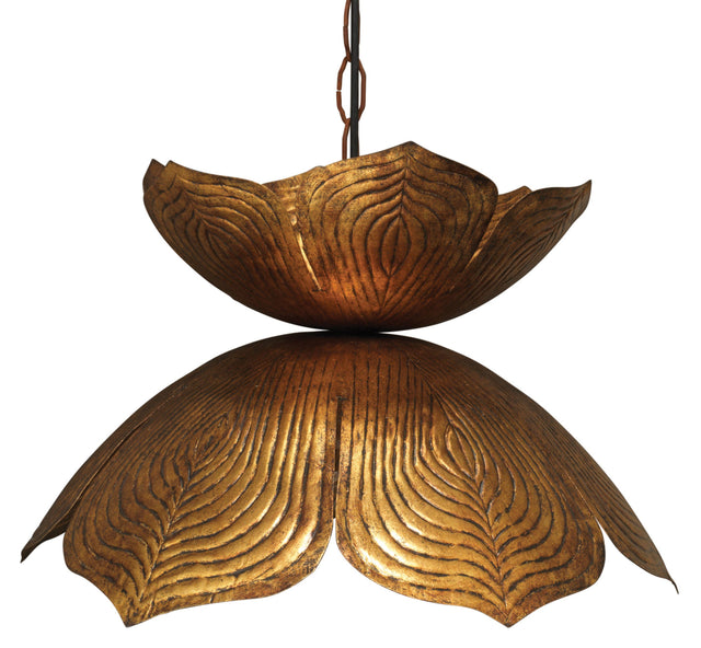 Jamie Young Flowering Lotus 1-Light Iron Pendant, Antique Gold, Large